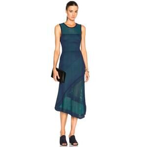 Ohne Titel Viscose Knit Reversible Maxi Dress Size S Navy Green Coverup Vacation